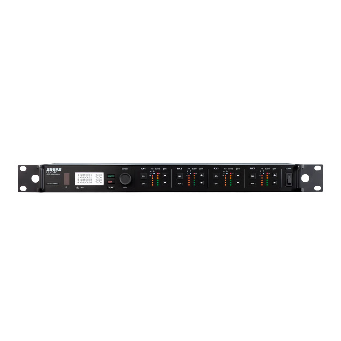 Shure ULXD4Q - Professional 4-Channel Digital Wireless Receiver with Dante Network Audio