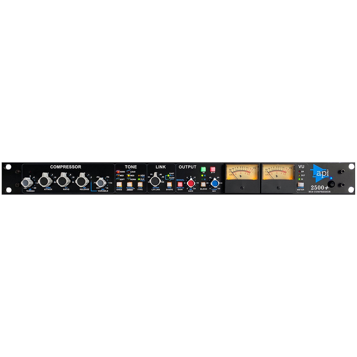 API 2500+ Stereo Bus Compressor - Professional Analog Compressor with Patented Thrust Circuit and VU Meters